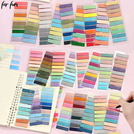 For Fun 200 Sheets Transparent Colorful Index Stickers Memo Pad Office School Stationery Self-Adhesive Sticker Sticky Note Pads